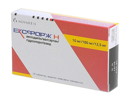 Эксфорж Н 10 мг/160 мг/12,5 мг таблетки №14- инструкция по применению .